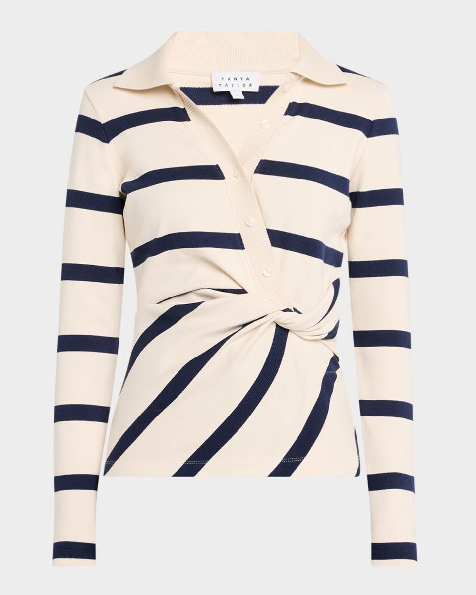Ellicot Stripe Twist-Front Top